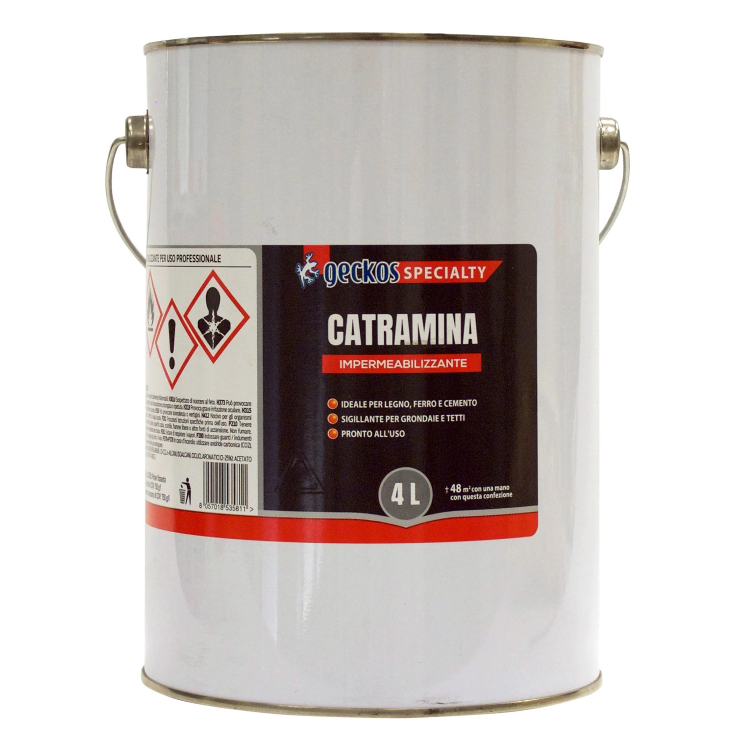 Secchio bianco da 4L di sigillante Catramina per legno, ferro e cemento.