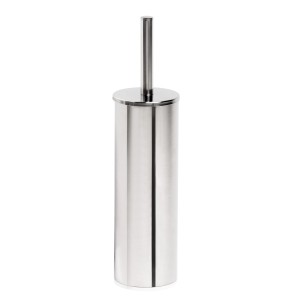 Set scopino WC t.b.t. in acciaio inox, forma cilindrica.
