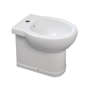 Bidet t.b.t. in ceramica bianca, vista frontale.