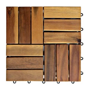 Piastrella quadrata in legno di acacia per esterni.