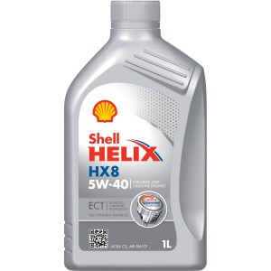 Olio motore Shell Helix HX8 5W-40 per motori diesel e benzina, 1 litro.