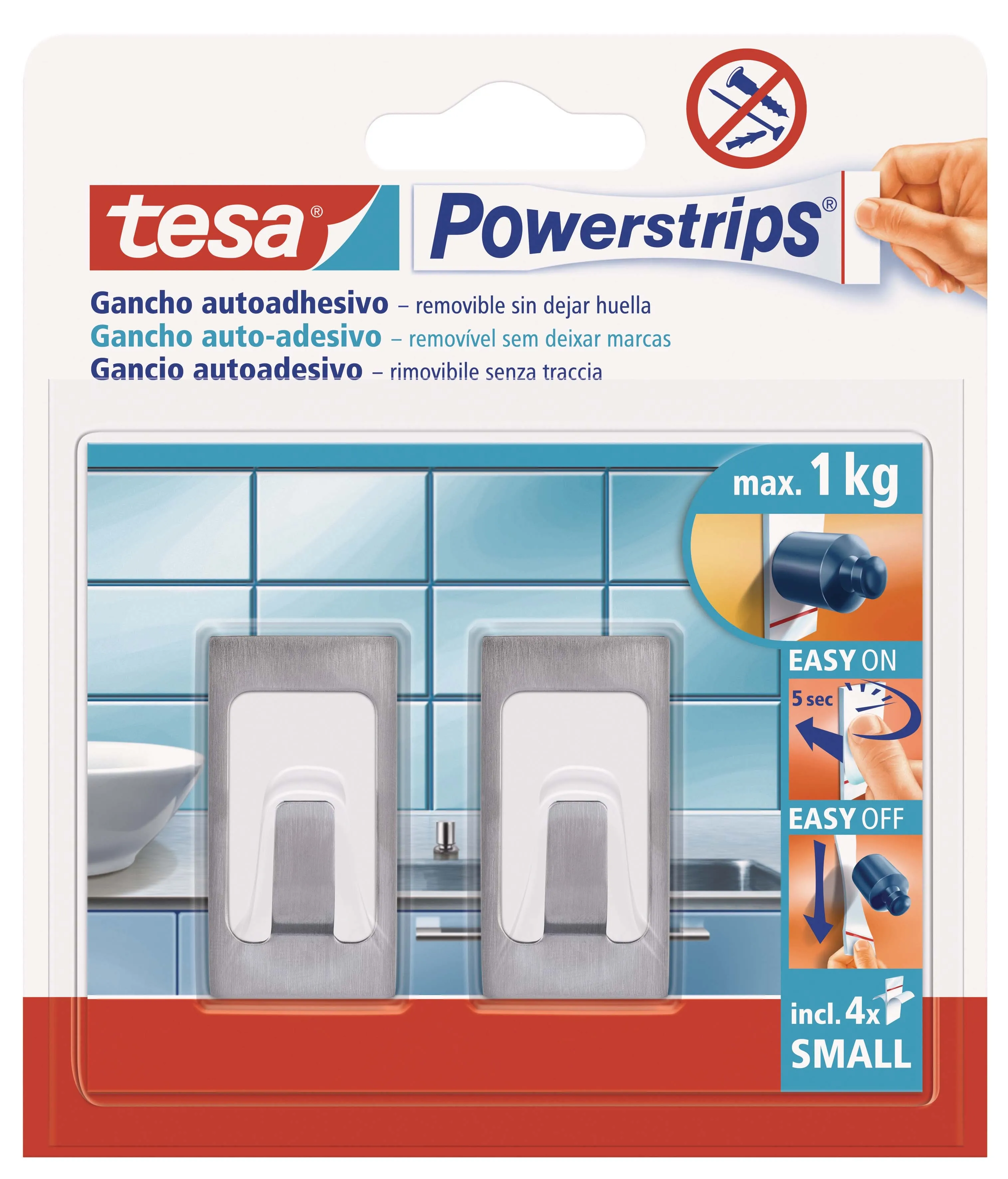 Gancio Autoadesivo TESA Powerstrips XL - Tenuta Fino A 3 Kg, Rimovibile Senza Residui, Bianco - Foto 6
