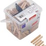 Set di tasselli in legno LUX, 400 pezzi in secchio, varie dimensioni per giunzioni in legno senza viti.
