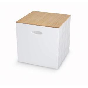 Domopak Living Crystallbox bianca con coperchio in bambù, 31x31x30,5 cm, per sistemi di scaffalatura.