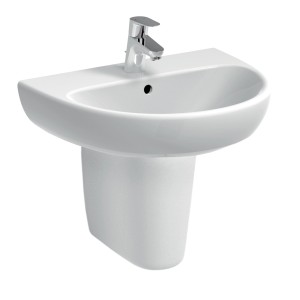 Lavabo bianco t.b.t. con rubinetto per il bagno.