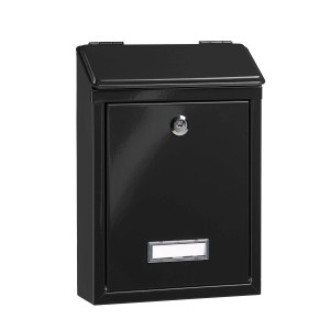 Cassetta postale nera con serratura e targhetta