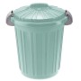 Cestino t.b.t. verde menta con coperchio e manici grigi.