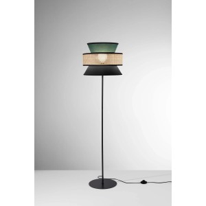 Piantana Gazebo 1xE27 d40x145 cm verde+nera+rattan naturale