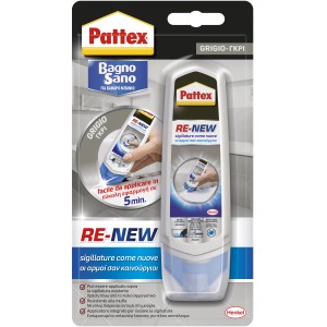 Pattex Re-New Silicone Grigio, cartuccia pronta all'uso per un facile rinnovo delle fughe in silicone.