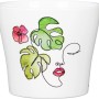 Vaso per piante Scheurich bianco con foglie verdi e viso, design Green Love.