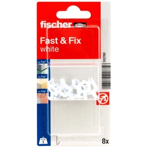 Fischer Fast & Fix Tasselli, clip per cavi bianchi, 8 pezzi.