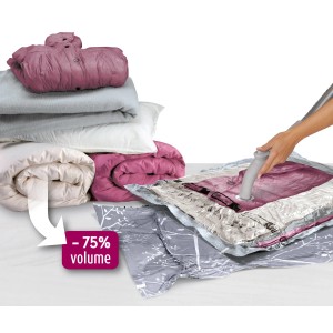Sacchetto sottovuoto per riporre i tessili risparmiando spazio. Organizer armadio.