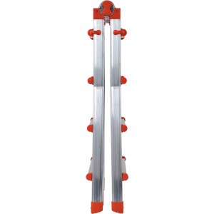 Scala edile t.b.t. piegata, color argento con dettagli rossi.