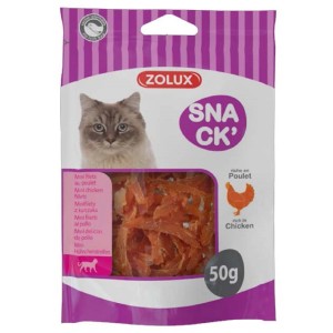 Zolux snack per gatti mini filetti di pollo, confezione da 50g per gatti come gustoso snack.