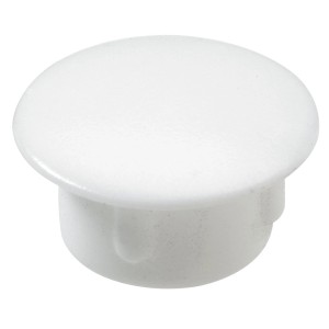Copertura Hettich, 10 mm, in plastica bianca per fori mobili.
