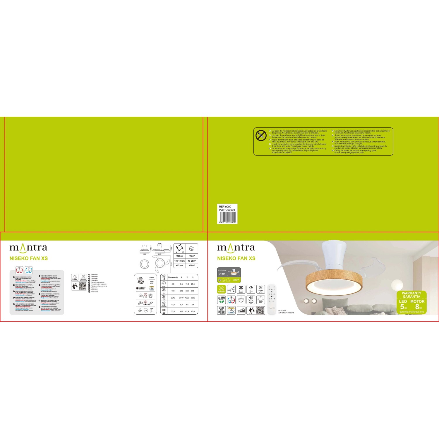 Plafoniera LED Niseko Fan Xs ventilatore 2500 lm luce bianco 26,9x71 cm_12