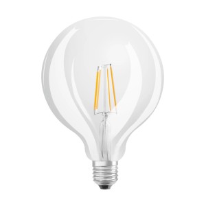 Lampadina LED E27 trasparente a forma di globo. Tecnologia LED a risparmio energetico per luce d'atmosfera.