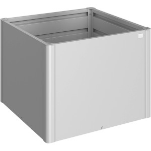 Biohort aiuola rialzata, dimensioni 1x1 m, argento metallizzato. Aiuola rialzata quadrata in metallo per giardino e piante.