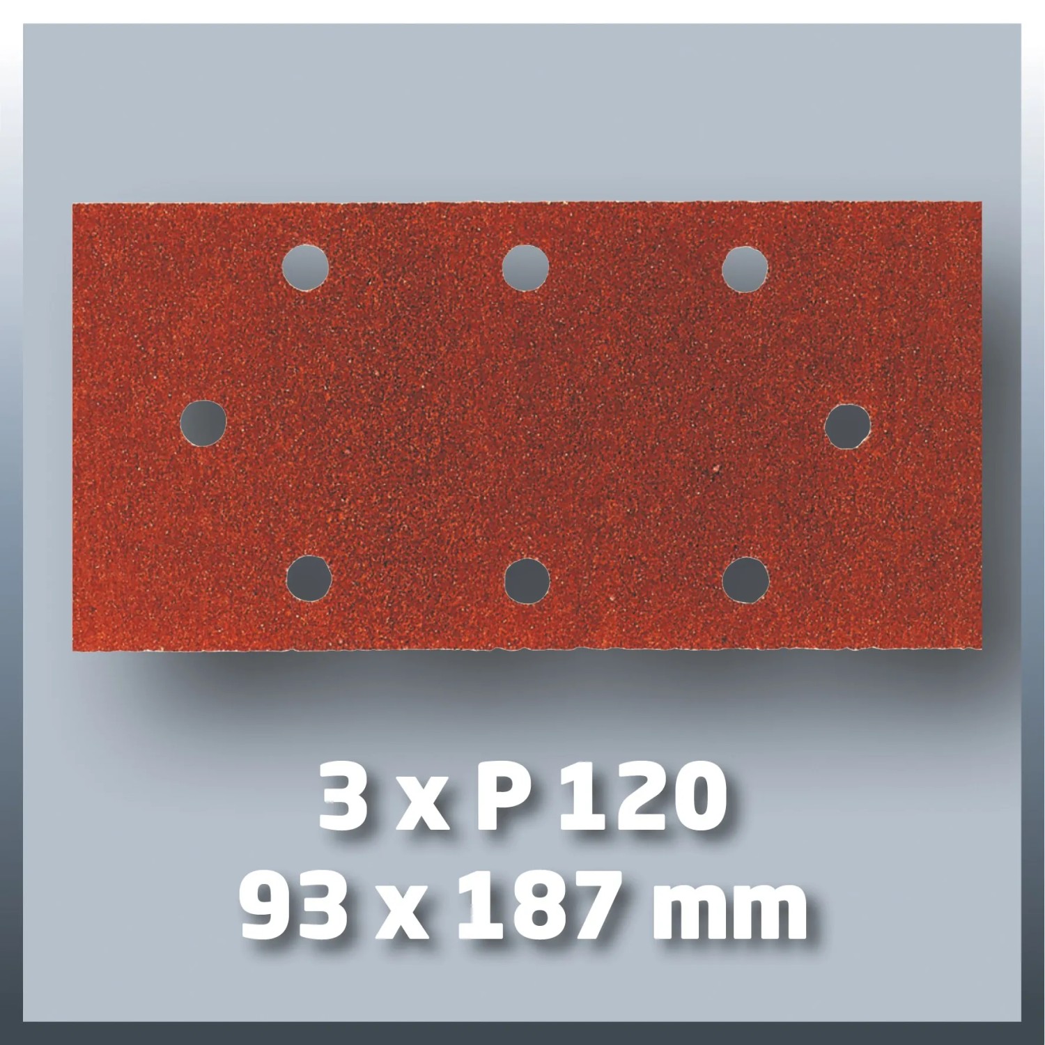 Carta vetrata per levigatrice orbitale Einhell TC-OS 1520, set da 3, grana P120, 93x187mm.