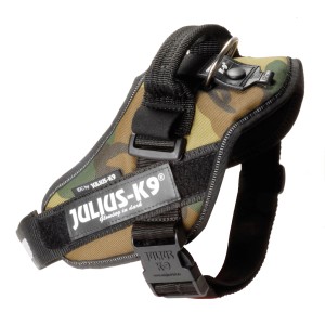 Pettorina per cani Julius-K9, camouflage, per comfort e sicurezza ottimali.
