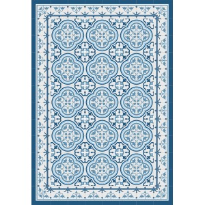 Tovaglia blu t.b.t. con motivo floreale per interni.