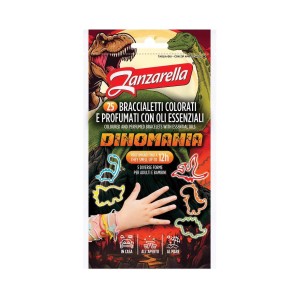 Braccialetti profumati antizanzare Dinomania oli essenz elastici colorati 25pz
