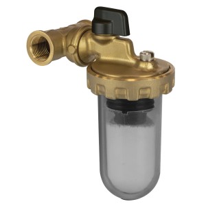 Filtro acqua t.b.t. con corpo trasparente e maniglia nera.