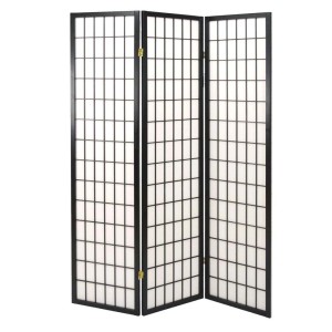 Paravento carta di riso a 3 ante nero 45xh180 cm