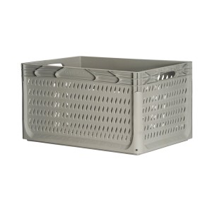 Contenitore t.b.t. grigio / scatola di immagazzinaggio con motivo traforato per casa e giardino.