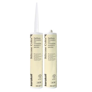 Due tubi di sigillante Kerakoll Silicone Color per ceramiche, mosaici e piscine.