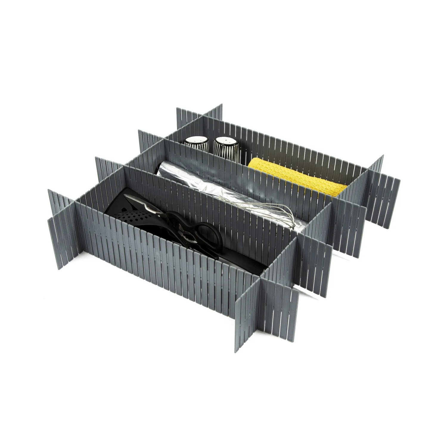 Set Organizer Per Cassetti 8 Pezzi – Grigio Chiaro, Divisori Modulari Per Cucina E Bagno