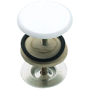 Tappi Sifoni: Tappo di scarico con coperchio bianco e guarnizioni.