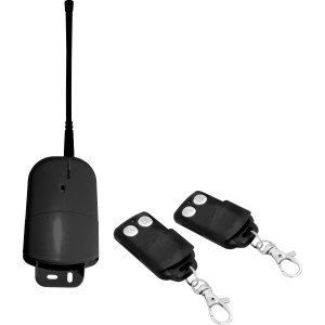 Set domotica t.b.t. con ricevitore e due telecomandi.