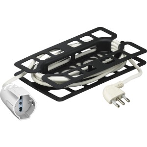 Prolunga avvolta in avvolgicavo nero. Pratico stoccaggio per Prolunghe.