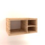 Mobile bagno sospeso effetto legno con vani a giorno.