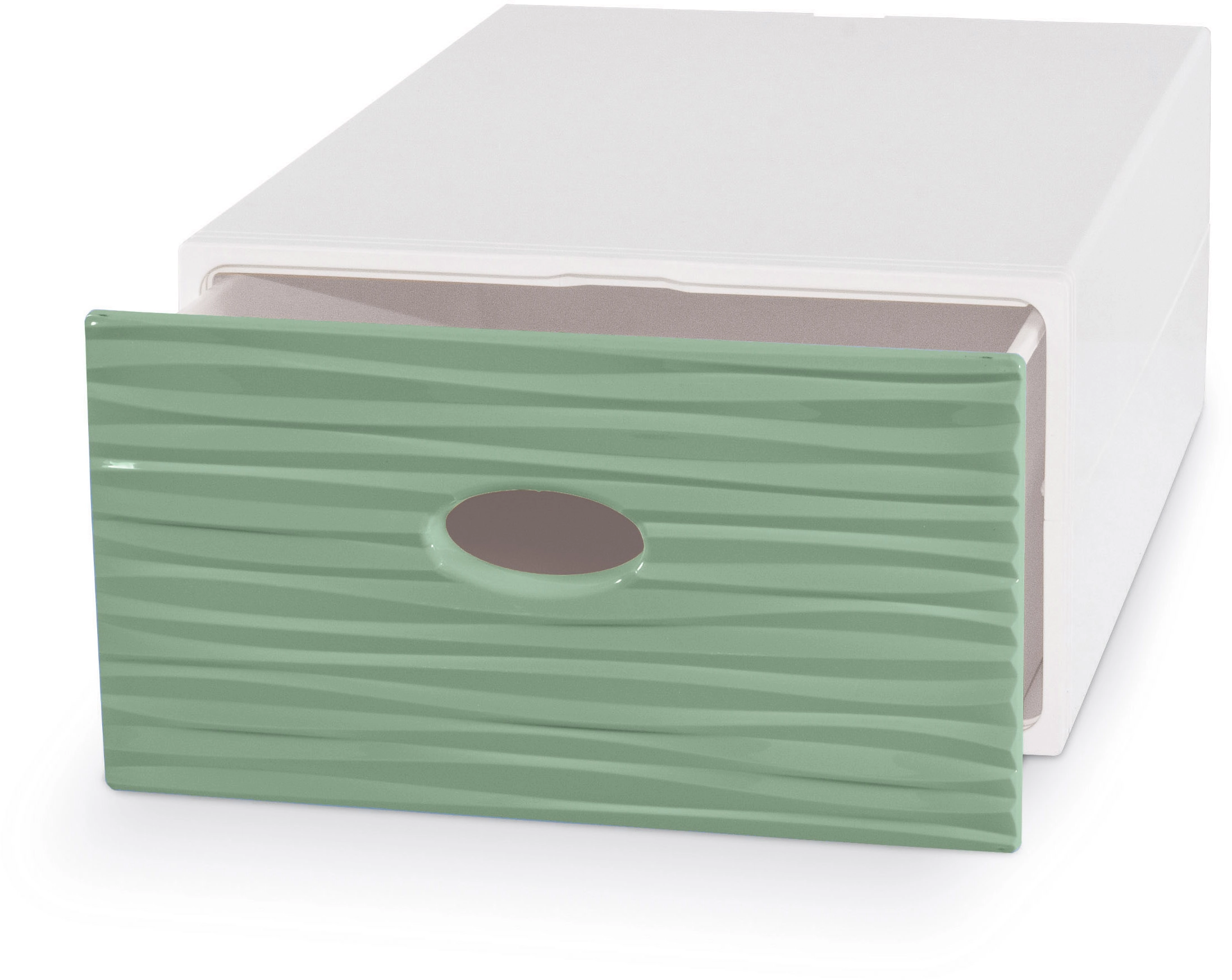 Cassetto in plastica Qbox Wave verde 28x15x40cm