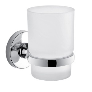 Portaspazzolino t.b.t. da parete, cromo e vetro satinato.