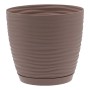 Vaso per piante t.b.t. marrone con superficie ondulata per interni ed esterni.