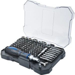 Set cacciavite e inserti LUX, 106 pezzi, con cacciavite, inserti e bussole in scatola.