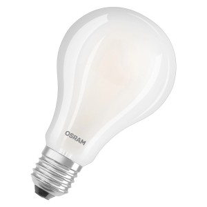 Lampadina LED E27 OSRAM bianca con vetro opaco.