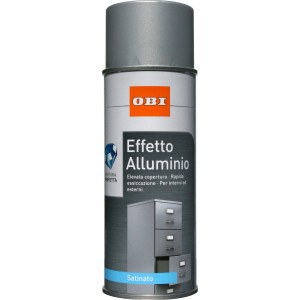 Bomboletta spray OBI effetto alluminio, colore argento, per interni ed esterni.
