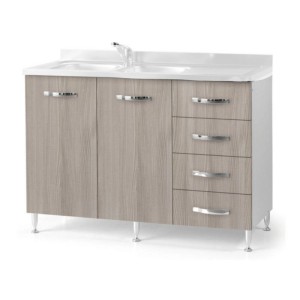 t.b.t. Mobile sottolavello con due ante e cassetti effetto legno.