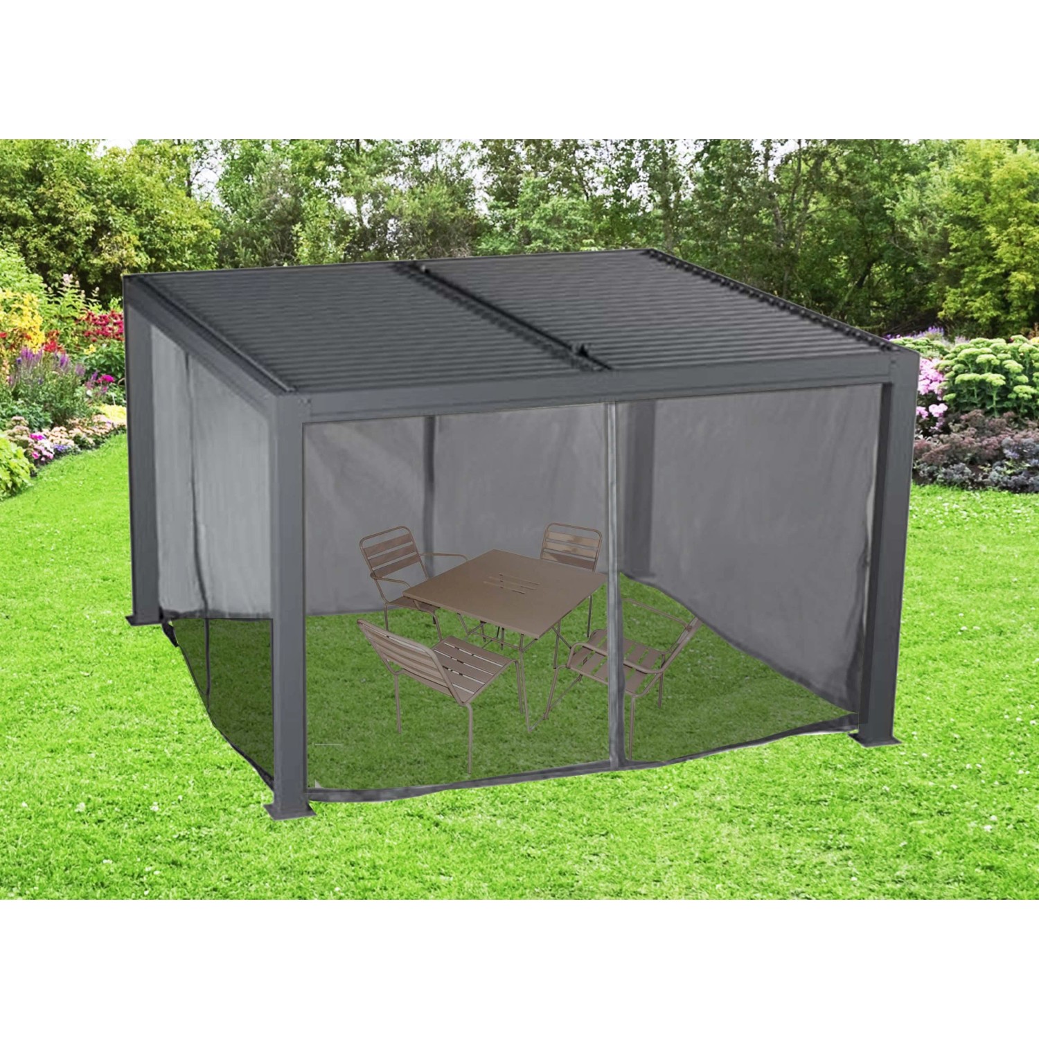 Tenda zanzariera per pergola bioclimatica 3630 antracite H231xL300xP360 cm_2