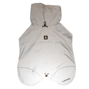 Cappotto per cani t.b.t. chiaro con cappuccio per attività all'aperto.