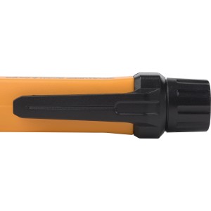 Dettaglio: Tester di tensione senza contatto giallo (12-1000V) con clip e torcia LED.