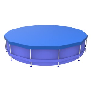 Piscina blu con copertura, piscina fuori terra per il giardino.