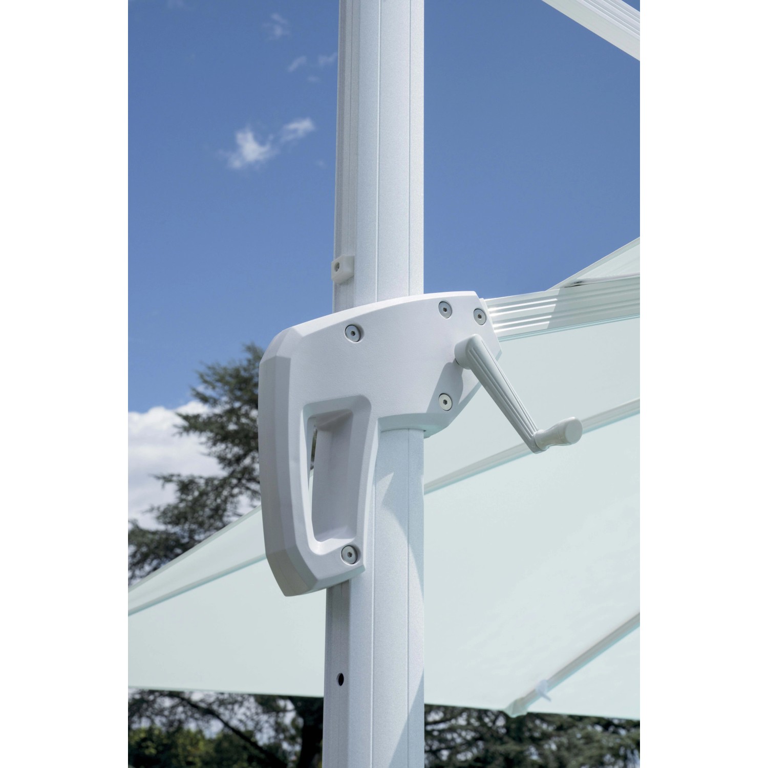 Ombrellone da giardino palo decentrato fusto bianco 3x4 m Bianco_2