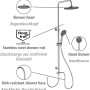 Sistema doccia Wenko Watersaving Chrome con soffione a pioggia e doccetta in acciaio inox.