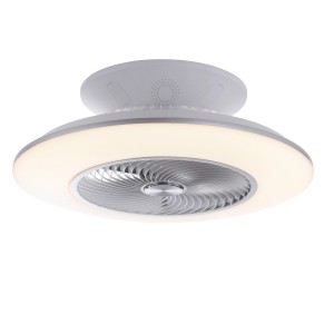 Plafoniera LED bianca Stralsund con ventilatore, Ø 50 cm. Dimmerabile, con telecomando.