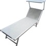 Lettino prendisole grigio t.b.t. con tettuccio parasole per giardino e terrazza.